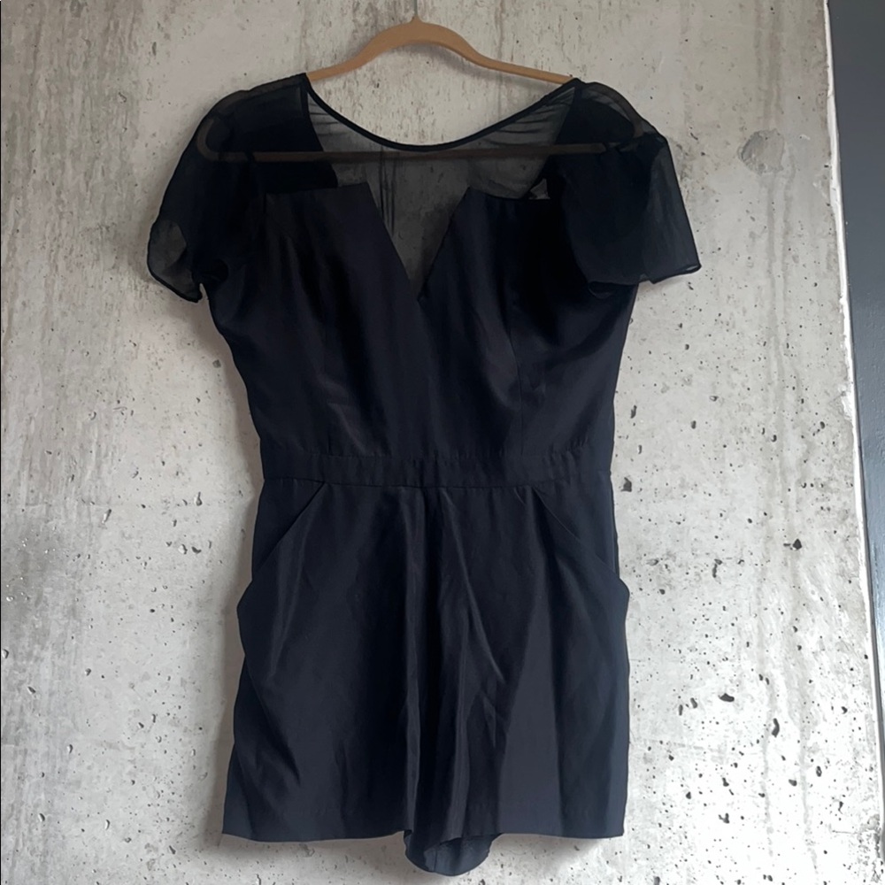 Parker Black Romper with Sheer Sleeves